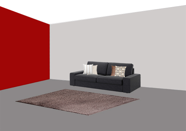 μαξιλάρια μαύρα, λευκό χαλί