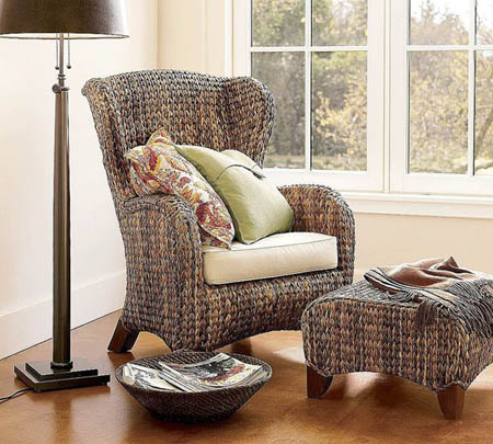 Μπερζέρα ταπετσαρισμένη με πλεκτό ύφασμα Μπερζέρα ταπετσαρισμένη με πλεκτό ύφασμα