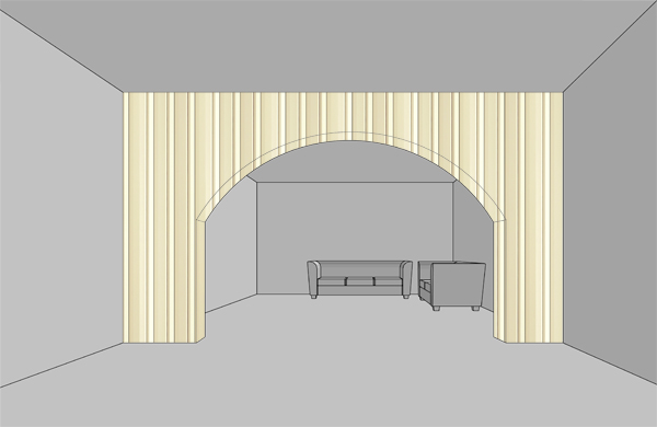 ταπετσαρία σε τόξο, ταπετσαρία σε καμάρα, χρήση ταπετσαρία, 