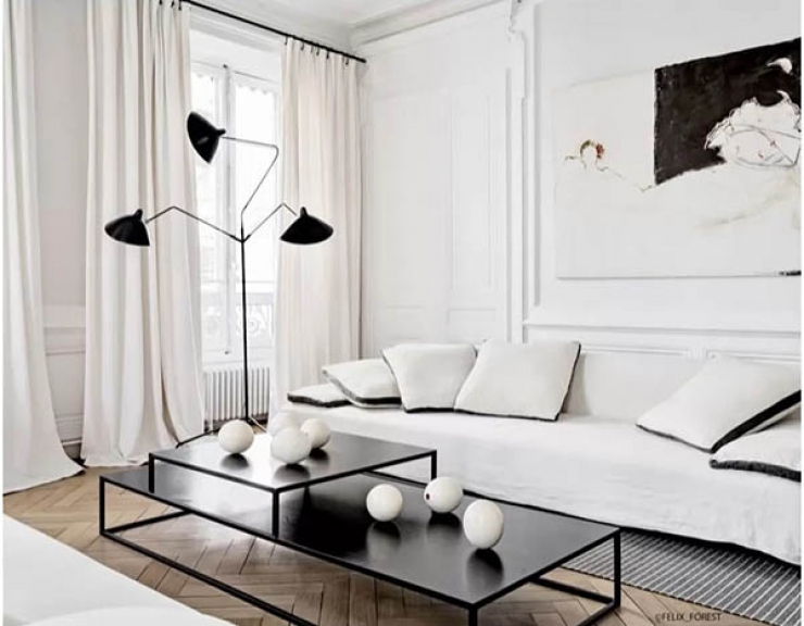 Εκπληκτικού design φωτιστικό δαπέδου  σε διαμέρισμα μίνιμαλ ύφους